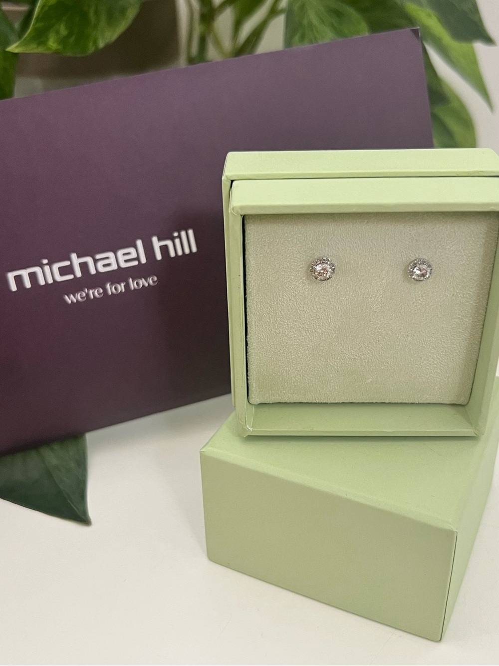 NEW White Gold & Natural Diamond Stud Earrings from Michael Hill, .50 cttw - Picture 3 of 17